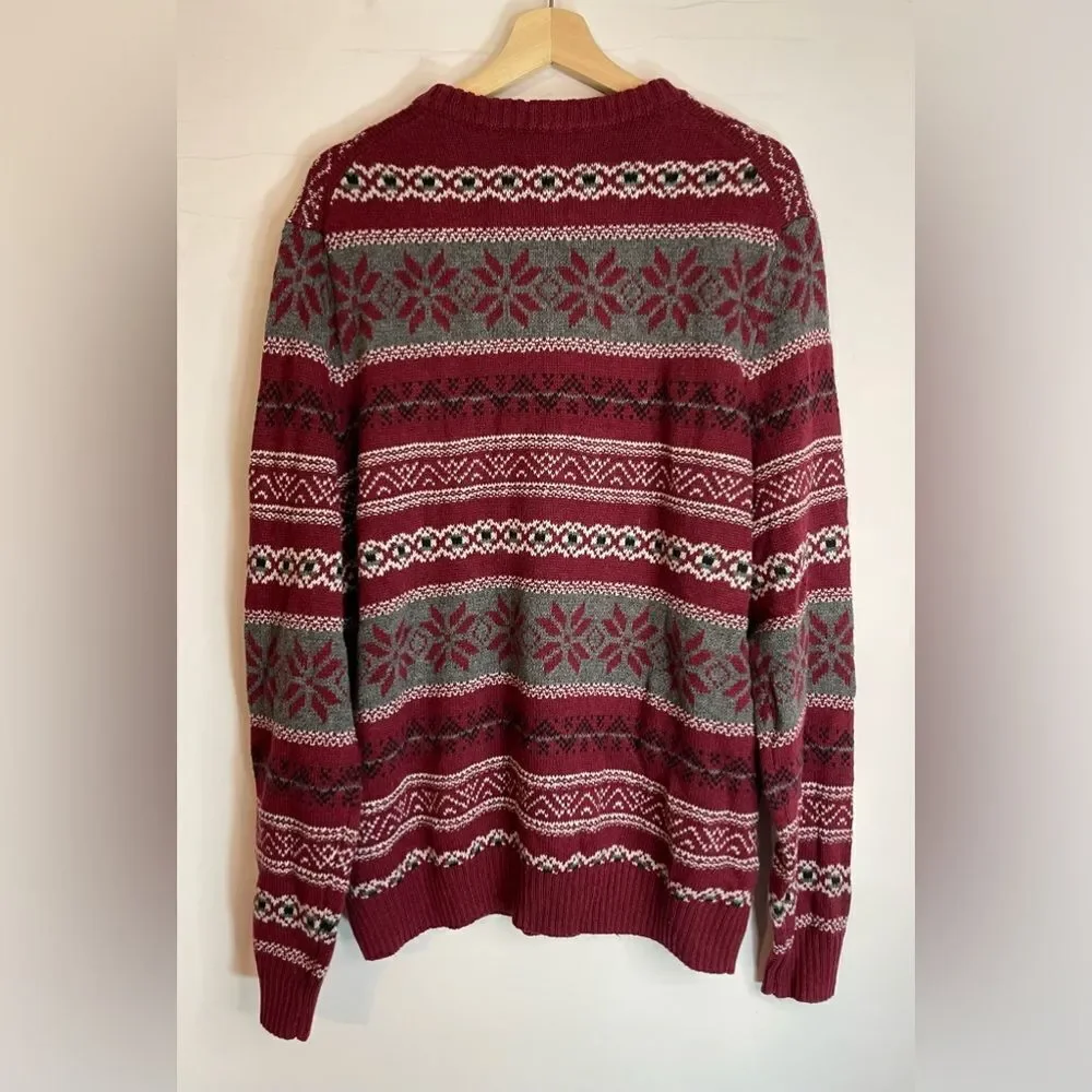 5‎ for $25🔥Croft & Barrow Burgundy Fairisle Knit Sweater XL- New